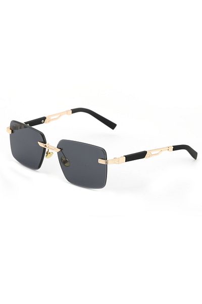 Angel Eyes Square Design Gold Black Solid Glass Women Sunglasses Ce Certified Uv400 Protected