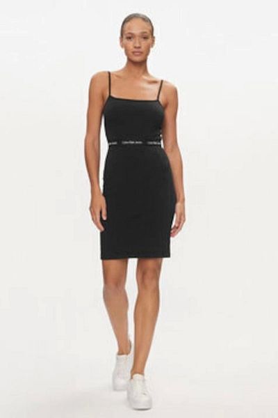 Calvin Klein Women's Brand Logo Cotton Narrow Fit Thin Shoulder Strap Wide Collar Suitable for Daily Use Black E