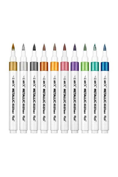Rich Art-X Acrylic Metallic Marker Water Based Gilded Acrylic Painting Pen Set of 10 Colors