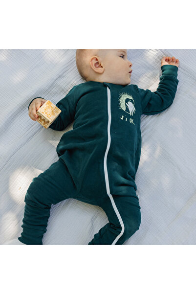 Little Yucca "Warm Zip" Organik Pamuk Kışlık Tulum - Çam Yeşili