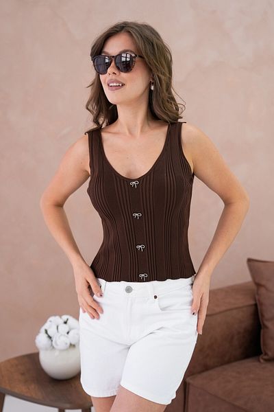 Park Karon Sleeveless Stone Accessory Detailed Slim Fit Knitwear Blouse