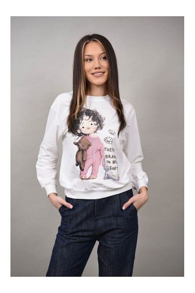 Cocco Rossa GIRL'S SPORTS SWEATSHIRT WITH TEDDY BEAR UTOPIA White M-L
