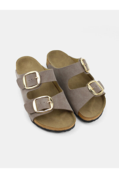 MAGGIO Women's Mink Double Buckle Slippers Comfortable