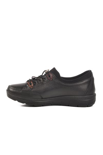 AYAKMOD Black Genuine Leather Anatomical Women's Casual Shoes 42642 Z