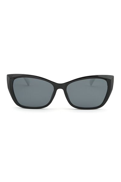 Angel Eyes Rectangle Design Black Bone Frame Black Glass Women Sunglasses Ce Certificated Uv400 Protected