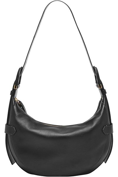 Fossil Women's Harwell Leather Hobo Purse Handbag Black