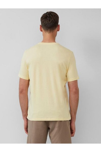 s.Oliver Men's Crew Neck T-shirt, Text Print, Regular Fit, Yellow, S
