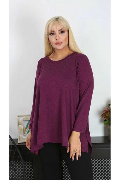 ViolettaXL Women's Plus Size Slit Loose Wool Viscos Tunic