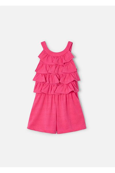 MAYORAL Girl's Ruffled Short Jumpsuit Pink 3876