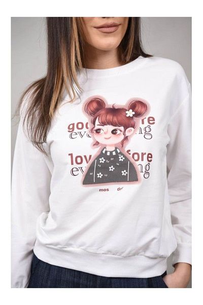 Cocco Rossa ALICE GIRL'S SPORTS SWEATSHIRT WITH TAILS White M-L