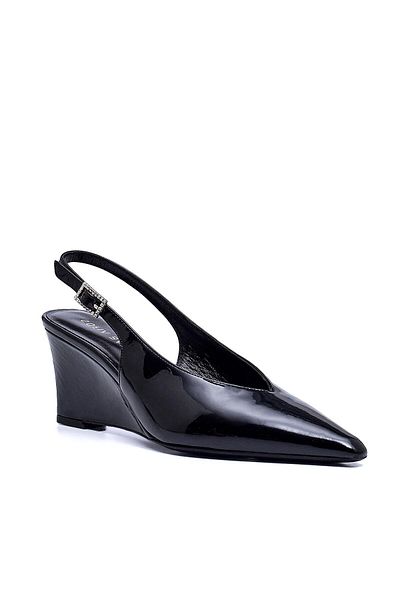 Sofia Baldi Pean Black Patent Leather Women's Wedge Heel