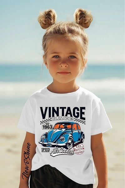 New Shine ΠΑΙΔΙΚΟ T-SHIRT OVERSIZE ΕΚΤΥΠΩΜΕΝΟ ΑΥΤΟΚΙΝΗΤΟ VINTAGE