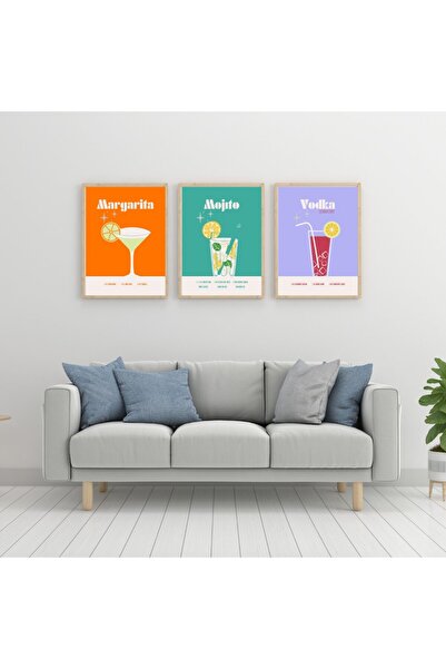 PRYDESIGN Σετ Pry Design με 3 πολύχρωμα κοκτέιλ ζωγραφικής τοίχου με κορνίζα ...