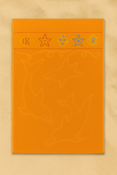 nacar çarşı Prosop de plajă din bumbac portocaliu cu model în relief 70x140 c...