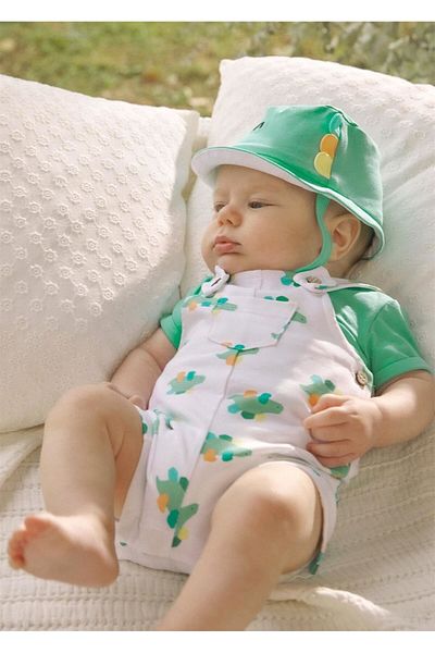 MAYORAL Baby Boy Printed Hat Jumpsuit Set Green 1624
