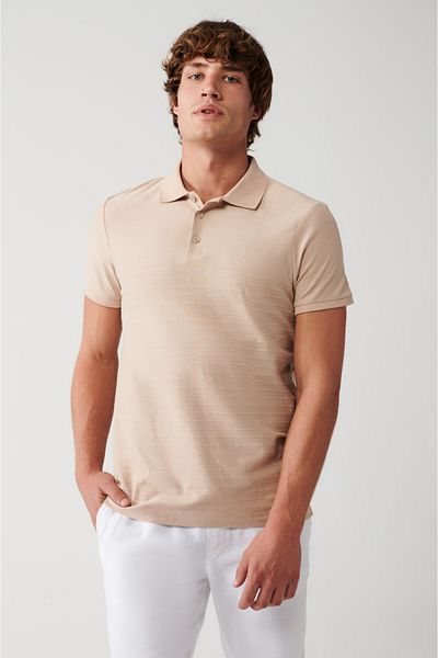 Avva Men's Mink 100% Cotton Polo Collar T-Shirt A31Y1128