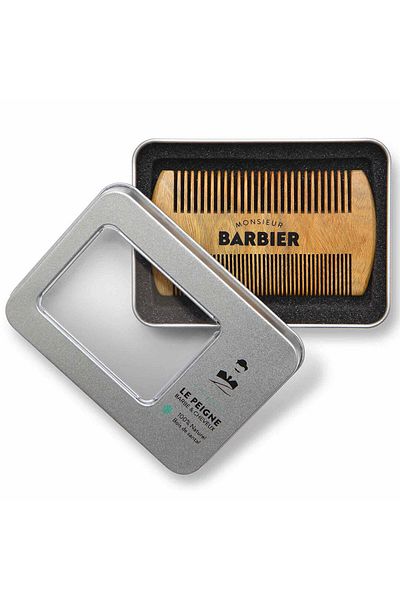 Monsieur Barbier Double comb for beard and hair 100% natural sandalwood, Monsieur Barbier, 1 pc.