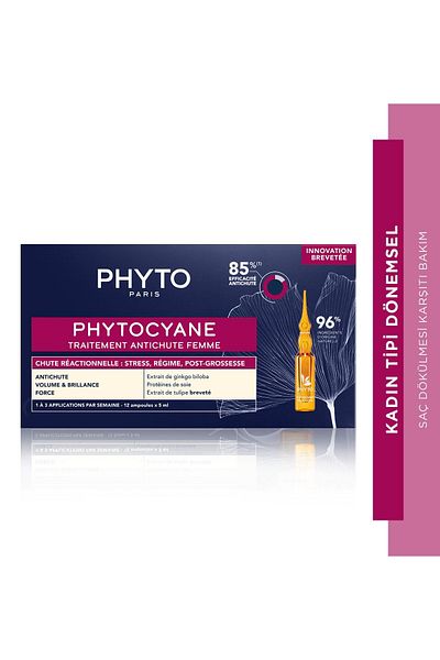 Phyto Cyane Women's Anti-Hair Loss Serum 12 Ampoulesx5 ml Periodic Hair Loss Intensive Care Cure