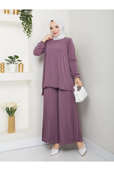 butik hira Women's Sandy Fabric Comfortable and Stylish Pleated Suit