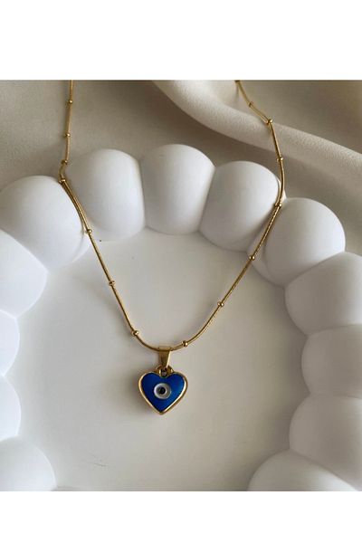 gaila design Steel Blue Evil Eye Necklace
