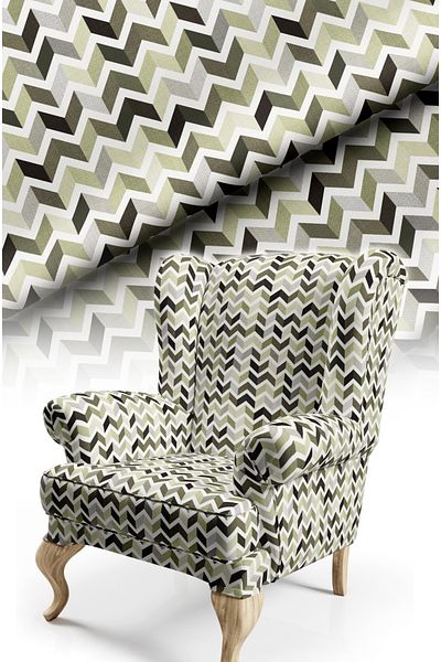 CANİLA Digital Printed Upholstery Sofa Fabric with Zigzag Modern Pattern
