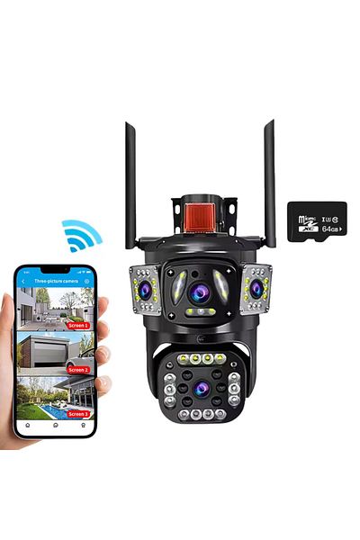 e-Wantay e-Wantay® Vision 355° Surveillance Camera, Wi-Fi, Full HD, PTZ, Night Vision, 64GB Card