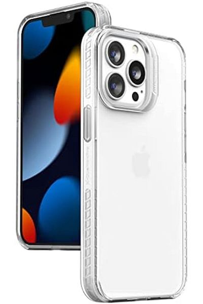Amazingthing جراب خلفي AT TITAN Pro + إطار عدسة شفاف غير لامع لهاتف iPhone 13 Pro الجديد