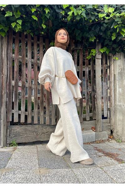 NZL TEKSTİL Basic Balloon Sleeve Simple Tetran Tricot Suit