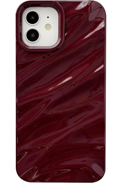 EDELFU iPhone 11 için Bordo Dalgalı Koruyucu Kapak Yumuşak Silikon Telefon Kı...