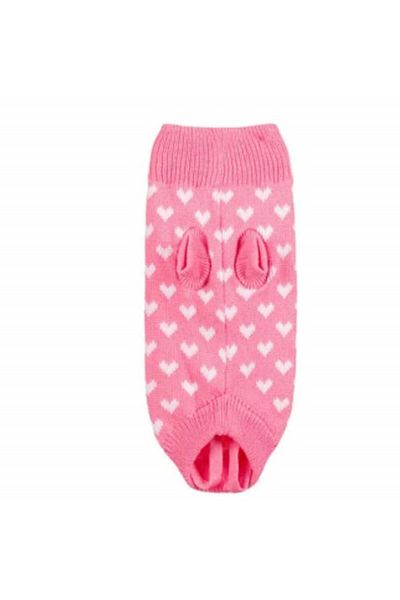 PUFO Pulover tricotat pentru câini, model roz intens, mărimea M