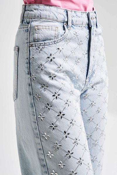 its basic Blugi de zăpadă pentru femei Culoare 4s5-100 Blugi din denim cu design 100% bumbac, cu o formă dreaptă, piatră strălucitoare