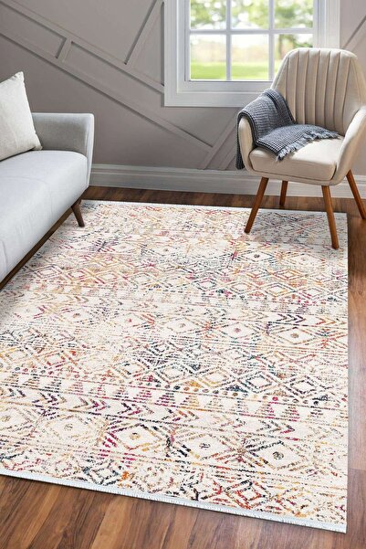 Markaev Oxford 101 Dekoratif Kaymaz Tabanlı Saçaklı Yıkanabilir Halı Yolluk Mdd ZNTKLM