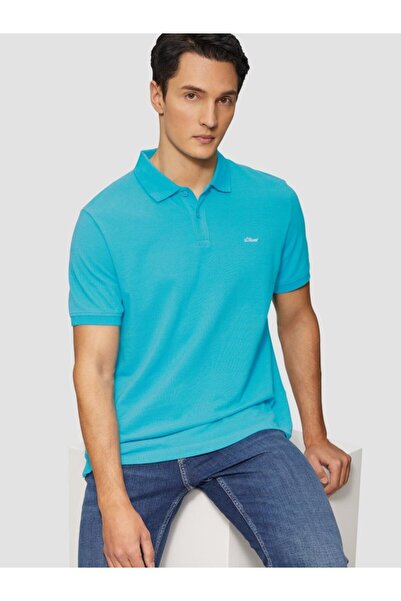 s.Oliver Tricou polo bărbătesc, bumbac, croială regulată, logo, azur, XL