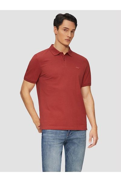 s.Oliver Men's Polo Shirt, Cotton, Regular Fit, Logo, Red, L
