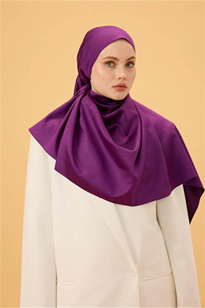 İpekhan Model de șal de mătase cu două fețe, negru prune