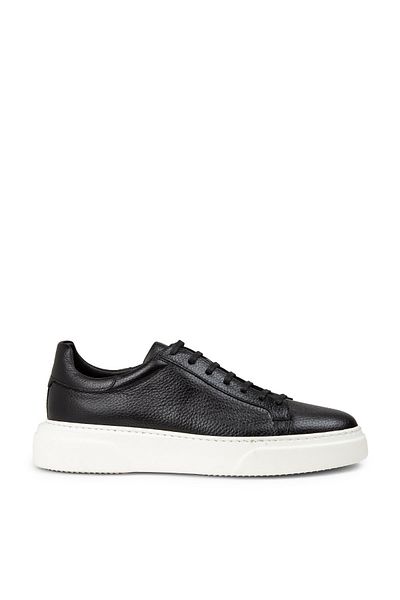 Deery Men's Genuine Leather Black Sneaker Shoes