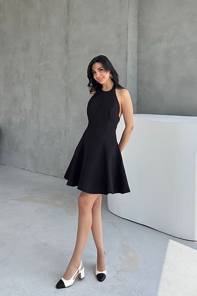 Seda Yalçın Atelier Black Backless Mini Dress