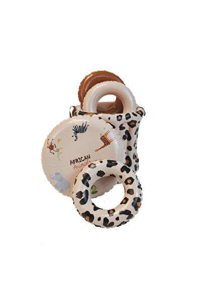Swim Essentials Beige Leopard Inflatable Play Pool with Fountain and Slide 210cm