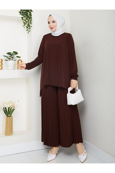 butik hira Γυναικείο υφασμάτινο άνετο και κομψό πλισέ κοστούμι