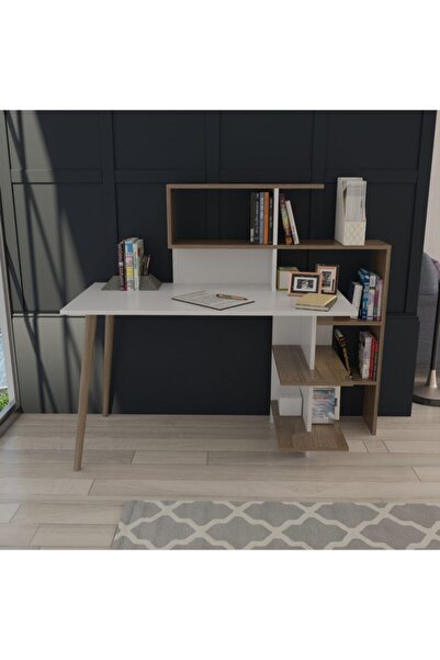 lagomood Uzay Çalışma Masası Beyaz & Ceviz