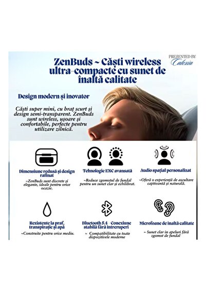 OEM Căști Wireless ZenBuds, ANC/ENC, BT 5.4, Touch Display, 30H, Gaming, Rezistente la apă, LED, In-Ear