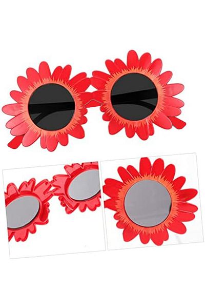 ReilaParty Daisy Shaped Party Glasses – Red Color Cute Spring and Birthday Accessory