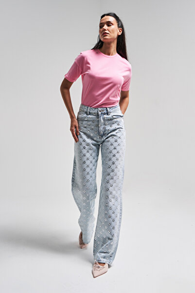 its basic Жіночі снігові штани Колір 4s5-100 Прямий крій З блискучими камінцями 100% бавовна Дизайн джинсовий