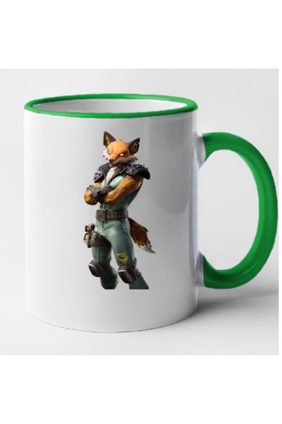 OEM Cană personalizată Fortnite cu mâner verde - Fennix, INOVATIX®. 330 ml