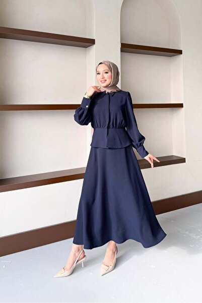 Rimel Moda طقم لوكاس باللون الأزرق الداكن