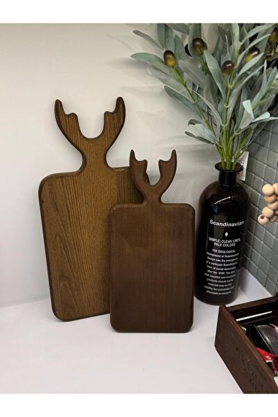 BUCOLIC 2-لوح تقديم وقطع خشبي غزال، خشب بلوط مزخرف