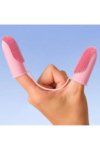 Beauty Box 1Pc Super Soft Double Finger Holder Pet Toothbrush Teeth Cleaning