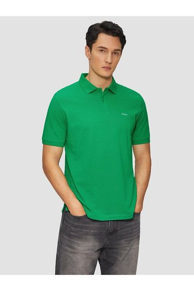 s.Oliver Men's Polo Shirt, Cotton, Regular Fit, Logo, Emerald Green, L