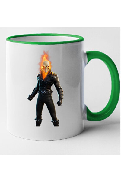 OEM Cană personalizată Fortnite - Ghost Rider cu mâner verde, INOVATIX®. 330 ml