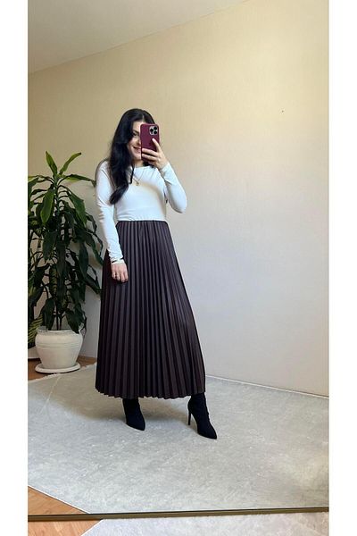 STEALLE MODA GİYİM Ελαστική φούστα με πλισέ μέση-1064